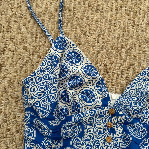 Zara Ruched Summer Tuscany Greece Vibe Printed Jumpsuit XS‎ 7987/771 - Picture 10 of 16